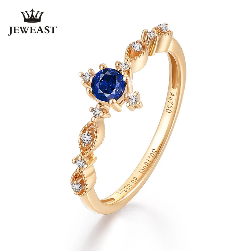 

ENZO Natural sapphire 18K Pure Gold 2023 New Hot Selling Top Ring Women Heart Shape Ring For Ladies Woman Genuine Jewelry