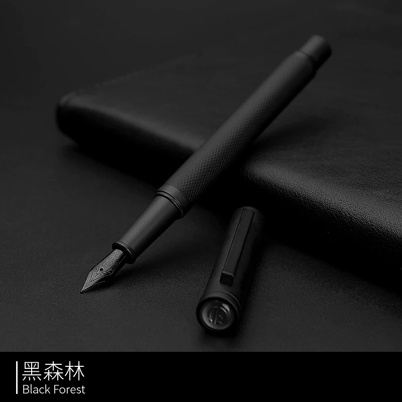 Brunnen Stift HongDian tinte Voll Metall Clip Stifte Edelstahl Schwarz Weiß Klassische Brunnen-Stift Nib 0,5mm Schule büro Liefert