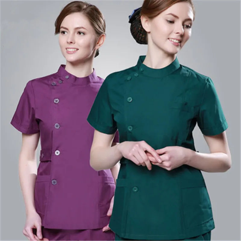 European style women hospital medical scrub clothes set fashionable design slim fit dental scrubs beauty salon men nurse uniform