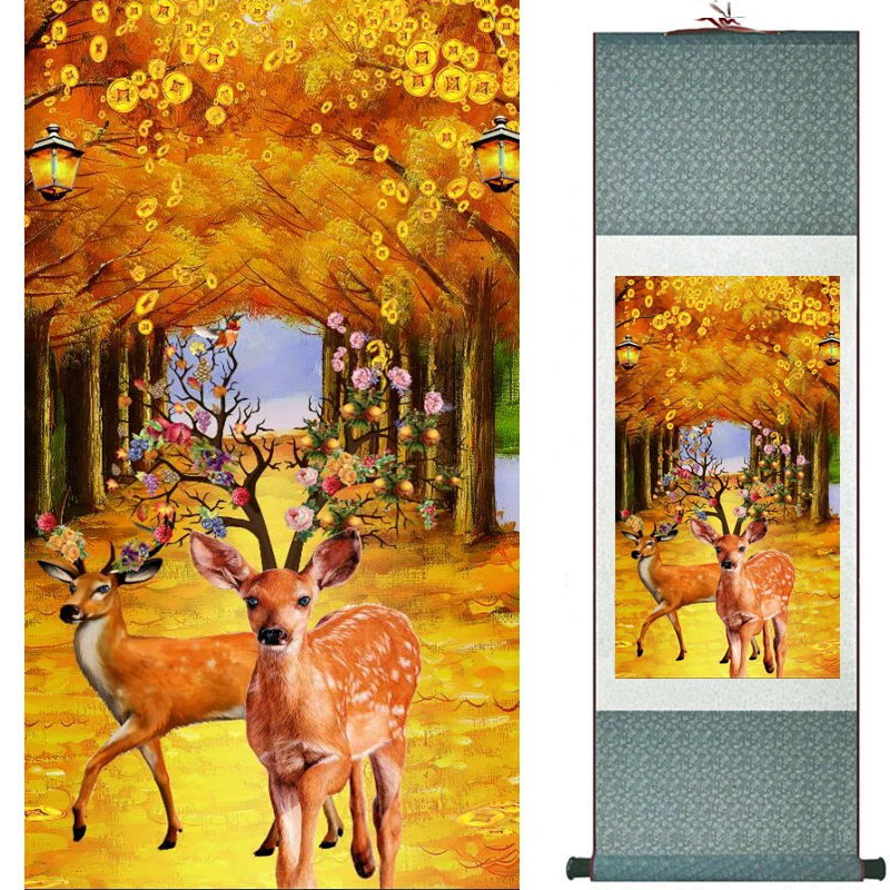 

Free shipping sika deer painting traditionHome Office Decoration Chinese painting deer painging2019111902