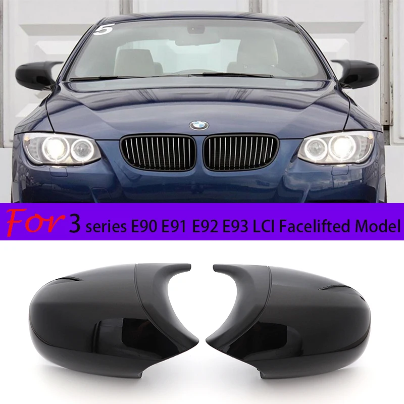 A Pair E90 E92 Car Rear Mirror Cap Cover Replacement Side Mirror Cover Caps For BMW E90 E91 2008-2011 E92 E93 2010-2013 LCI