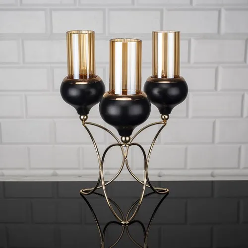 Marrlife Roman Moon Black Candlestick 3'lü Set