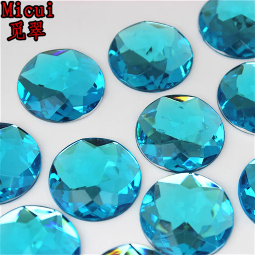 Micui 10pcs 30mm Multicolor Round Acrylic Rhinestones Crystal Flatback Rhinestones Stones For Strass Clothing Decorations MC562