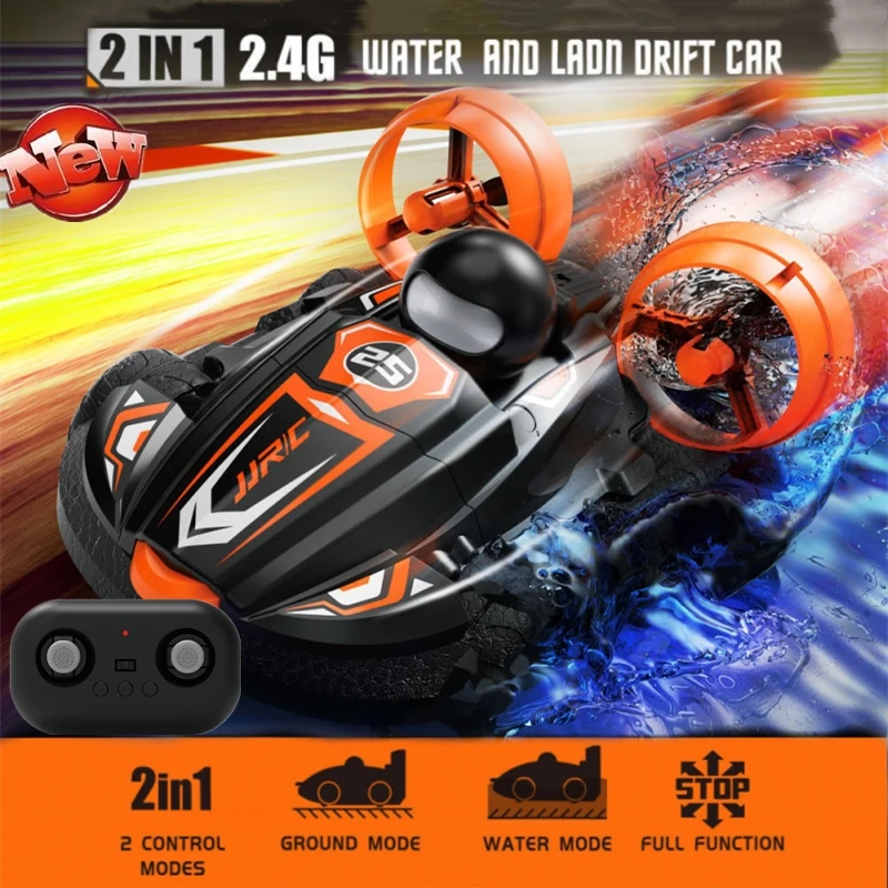 Omi-directional Drive RC 2-In-1 Amphibious Racing Vehicle HoverCraft Boat Water And Land Stunt Drift multi Speed Electric RC Car