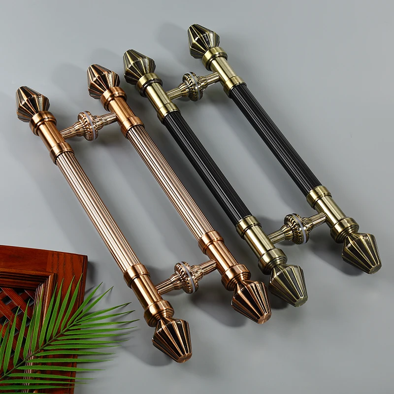 2PCS Free Shipping KTV Bronze European Palace Carved Gate Handle New Villa Glass Wood door Pull Artificial Solid Holder 430mm