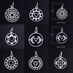 5pcs/lot 7 Chakra Yoga Stainless Steel Jewelry Pendant DIY Charms Wholesale OEM Order Accepted High Polished