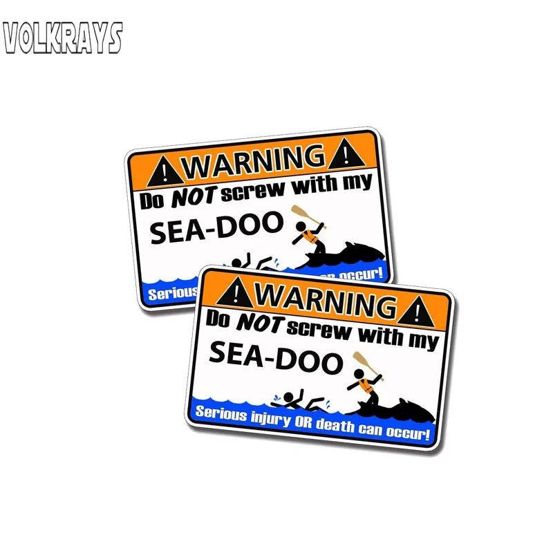 Volkrays 2 X Funny Car Sticker Warning Do Not Screw Withe My Sea Doo Accessories Reflective Waterproof PVC Decal,5cm*10cm