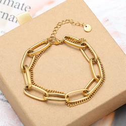 316L Stainless Steel Chain Bracelet Minimalist Metal Texture Wrist Fine Jewelry Party Gift Accessories