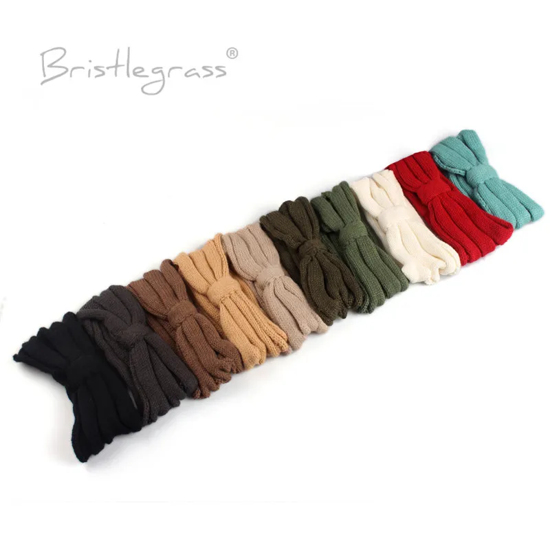 BRISTLEGRASS 11 Colors Women's Solid Winter Crochet Knitting Bowknot Knitted Headband Headwrap Ear Warmer Turban Accessories