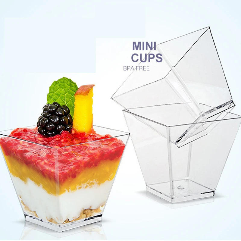 25/50/100pcs 60ML Disposable Plastic Dessert Cups Birthday Transparent Party ice Cream Cup Home Christmas Supplied