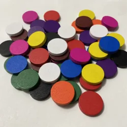 50 Pieces 25*5mm Colorful Wooden Circle Plate Chips Puzzle Chess Pieces For Board Game Accessories 10 Colors