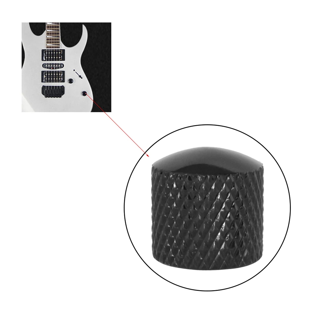 Professional 3Pcs Metal Electric Bass Guitar Volume Tone Control Knobs Dome Knobs Potentiometer Hat Cap Guitar Parts Accessories