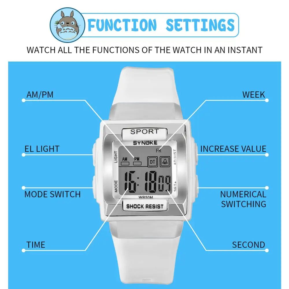 UTHAI CE26 Kids watch clock Children watches sports Electronic Digital wristwatch for Child Girl a boy 50m waterproof Light