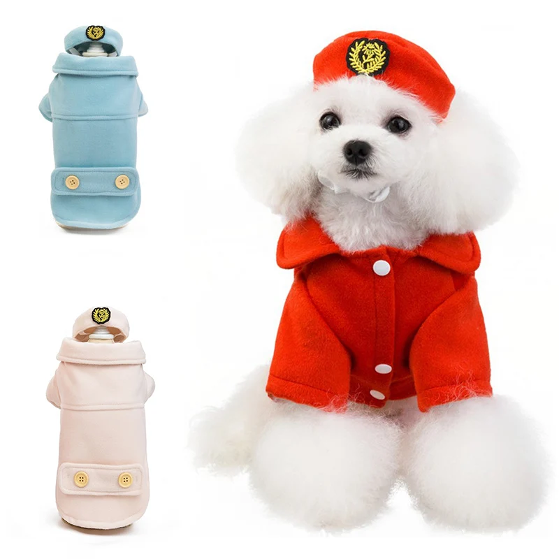 

Winter Warm Dog Coat Jacket Stewardess Empty Pet Clothing For Small Medium Dog Chihuahua Poodle Teddy Role Playing Pet Clothes