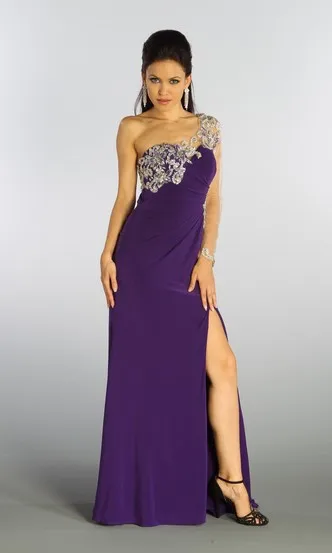 free shipping 2019 new enude beaded legant vestidos long formal gowns purple party sexy prom with sleeves bridesmaid dresses