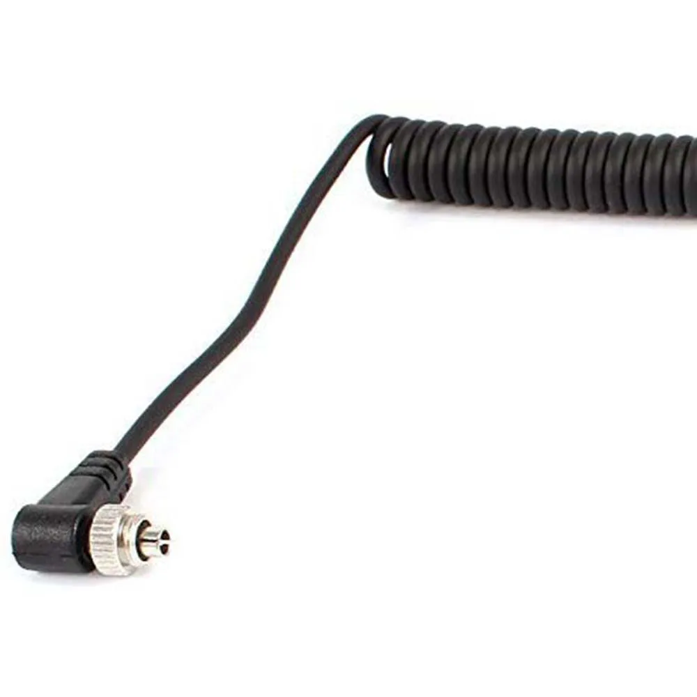 3.5mm Plug to Male Flash PC Sync Spring Cord Cable Screw Lock for Yongnuo RF-603 Flashing