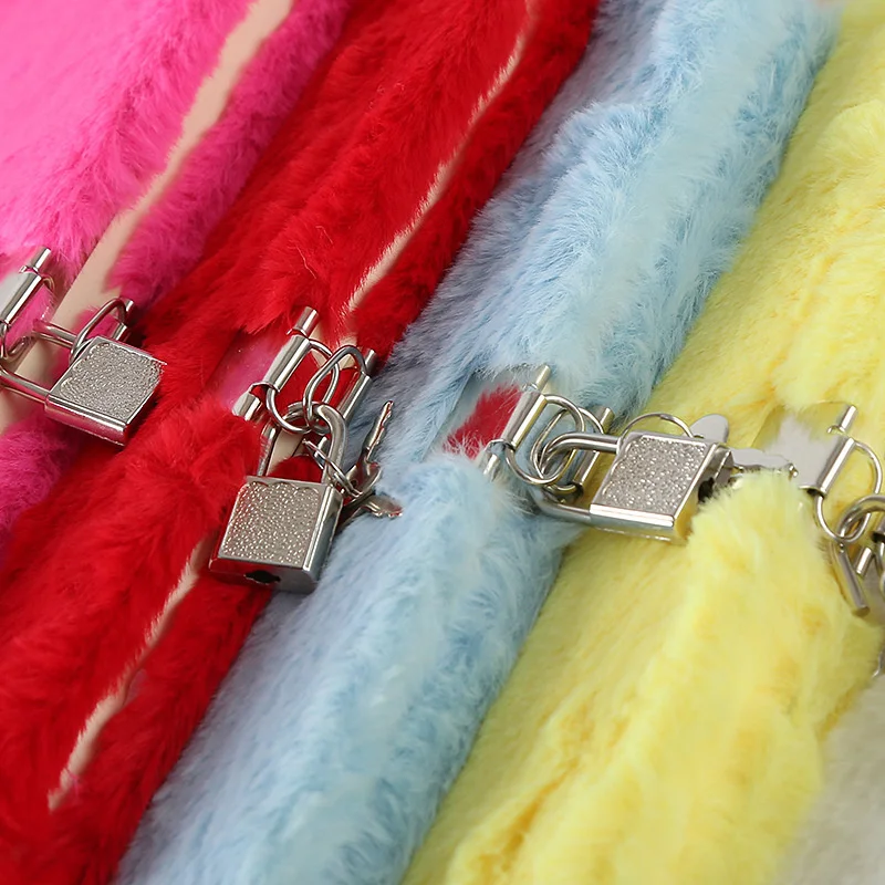 Plush Notebook With Lock Diary A5 Diary Line Paper Planner Storage Bag Kawaii Notepad Manual