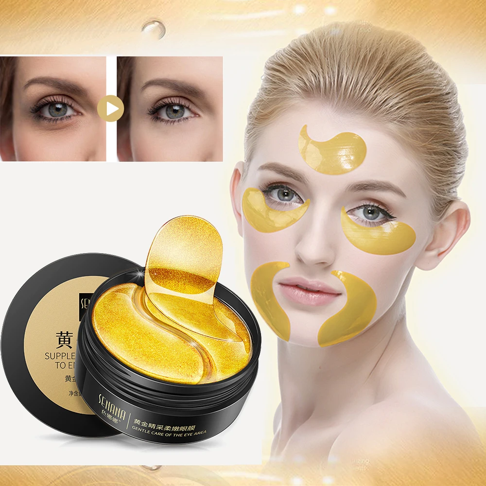 

Collagen 24K Gold Eye Mask Hyaluronic Acid Gel Eye Patches Moisturizing Anti-wrinkle Anti Puffiness Remove Dark Circles Eye Care