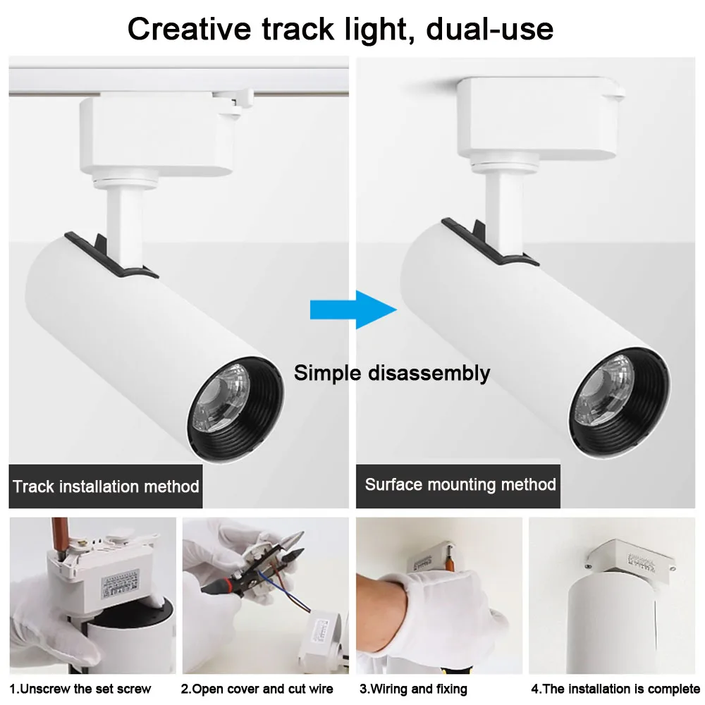 Imagem -03 - Halogênio Led Track Light Trilho de Teto Cob Track Light Holofotes Substituir Lâmpadas para Casa Loja de Roupas Ac110240v 12w 20w 30w 40w