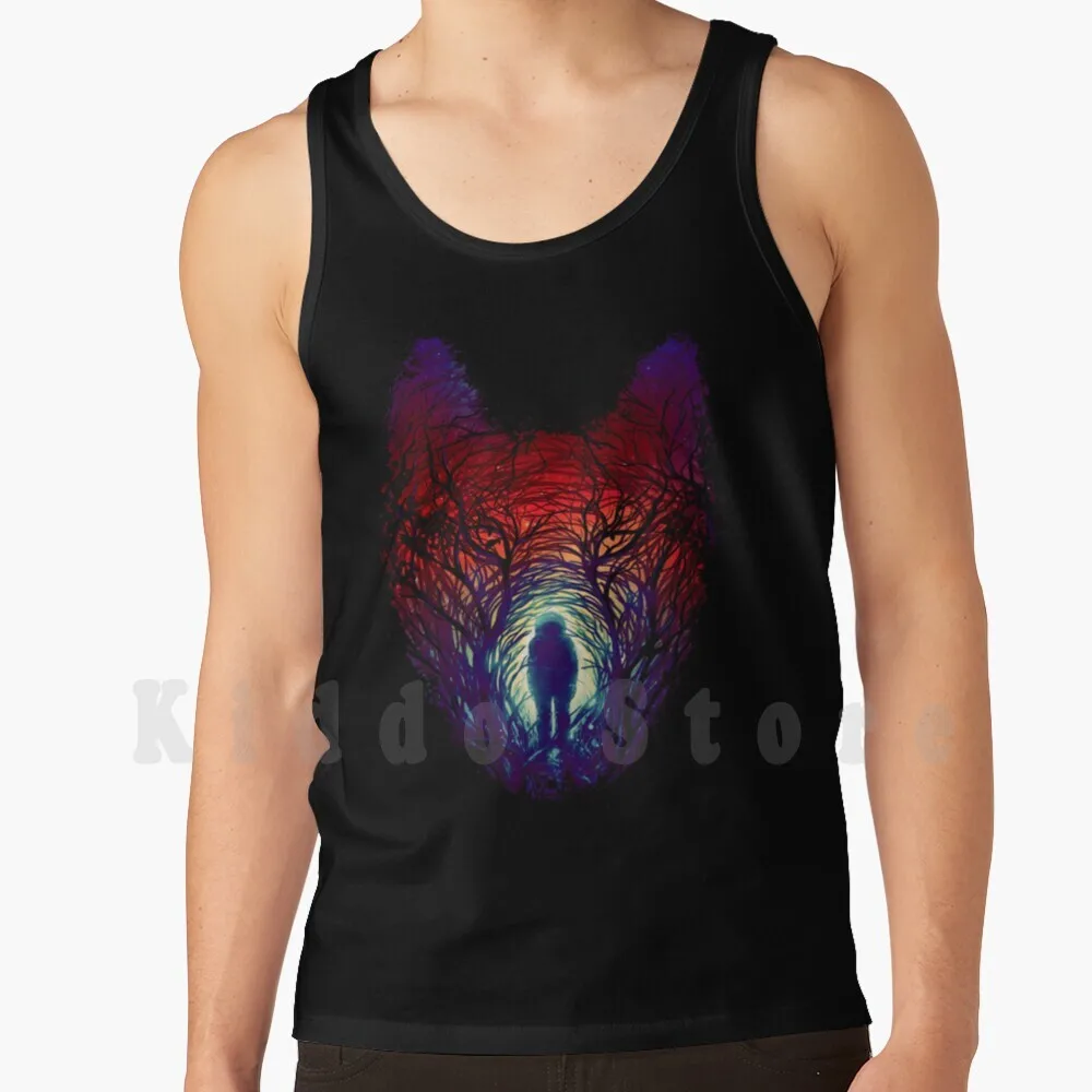 Майка в лесу, 100% хлопок, волк, натуральные животные, астронавт, космос