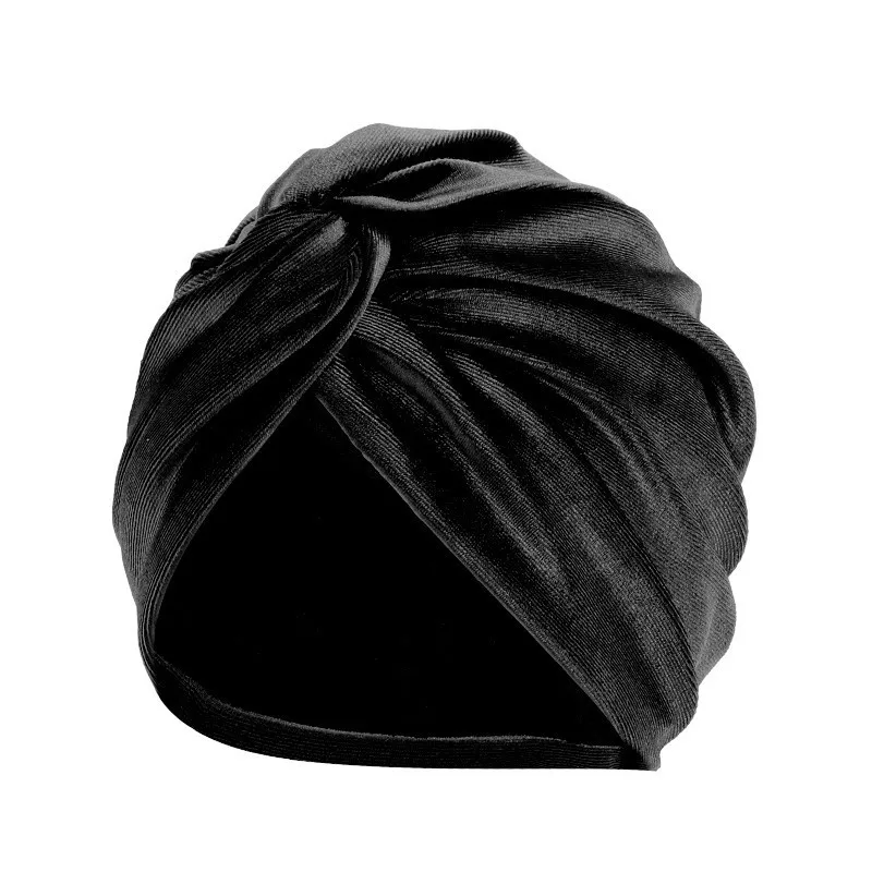 2022 Winter Satin Lined Velvet Turban Cap Soft Woman\'s Headwrap Muslim Under Hijab Hat Elastic Bonnet Twisted Turbans