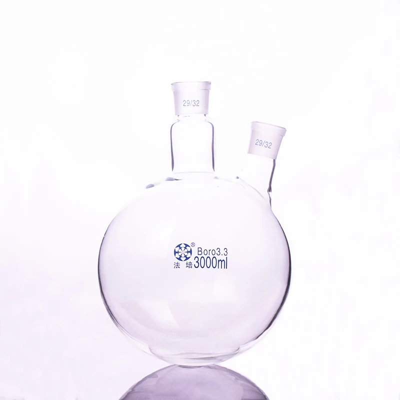 FAPE Two-necked flask oblique shape,with two necks standard grinding mouth,250ml-500ml-10000ml-50000ml,Joint 29/32