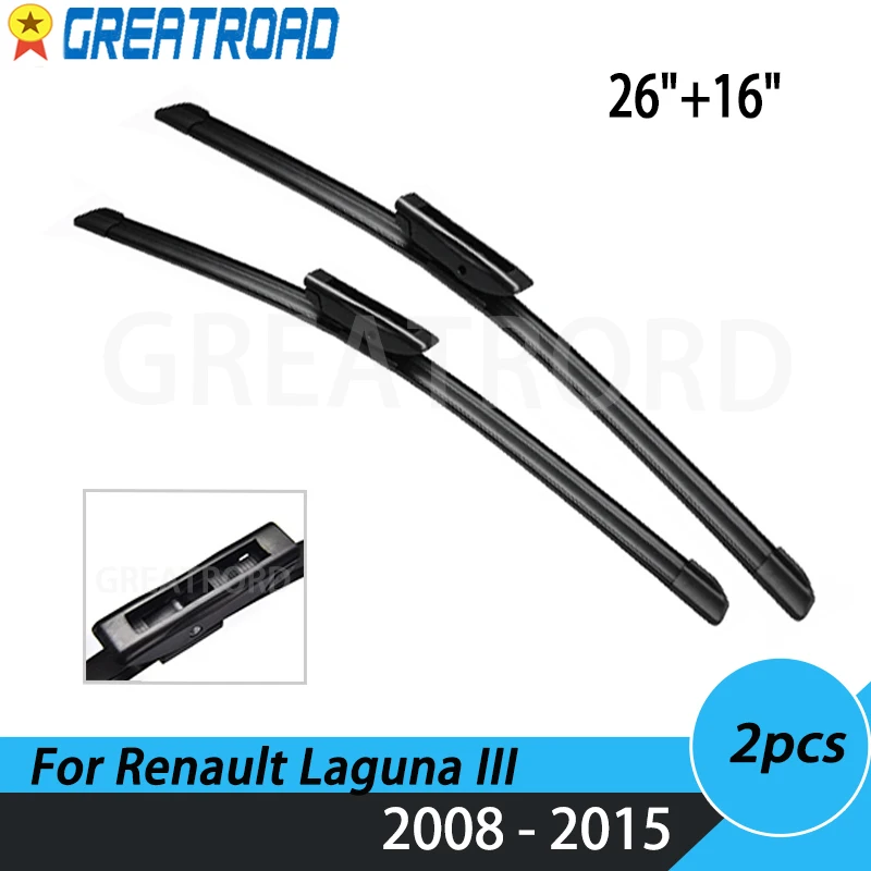 Limpador lhd lâminas de limpador dianteiro para renault laguna iii 3 2008 - 2015 pára-brisas janela dianteira 26 "+ 16"