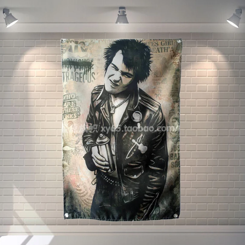 

"Sid punk band" 56X36 inches large banner retro rock band logo poster cloth painting Bar Cafes hostel home decor