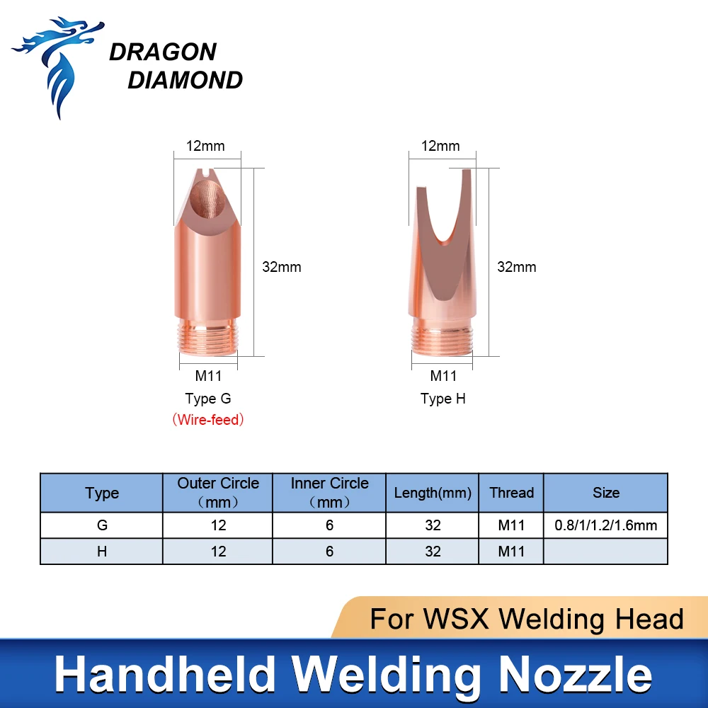 Original Laser Welding Nozzle Hand Held Nozzle Type A-H Thread M11 Cutting Nozzle For WSX Handheld Welding Machine