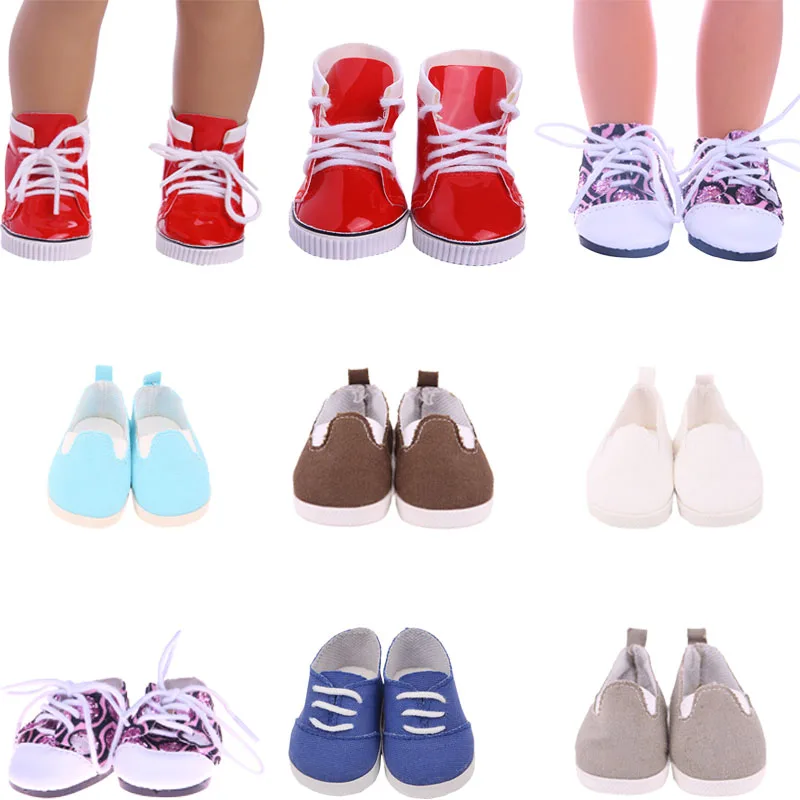 6 pairs of Flat Shoes And Boots Doll Shoes For 18 Inch &43 Cm Dolls &New Born Baby Generation Birthday Girl's Toy Gifts