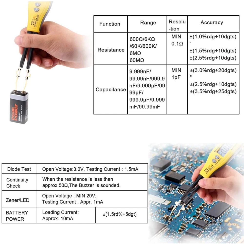 Probador inteligente SMD 990C, multímetro Digital, diodo RC, condensador de resistencia de rango automático, probador de batería con caja de