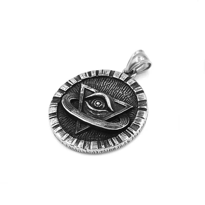 Illuminati Pyramid Eye of Horus Pendant Stainless Steel Jewelry Ancient Egyptian Ankh Tricycle Pendant Mens Gift