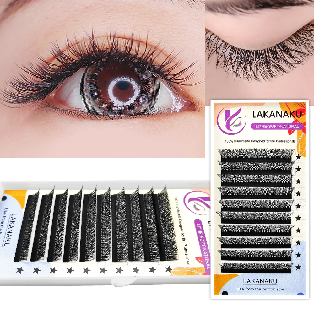 LAKANAKU Cilios YY Eyelashes Extensions 6 Trays Eyelashes 0.07 C D 8-12 Mix YY Lashes Natural Soft Premade Fans Faux Cilios