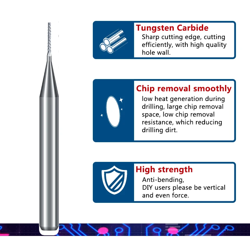 CMCP PCB Milling Cutter Set 3.175mm Shank 0.5 0.6 0.7mm Carbide End Mill CNC Corn Milling Bit Router Bit