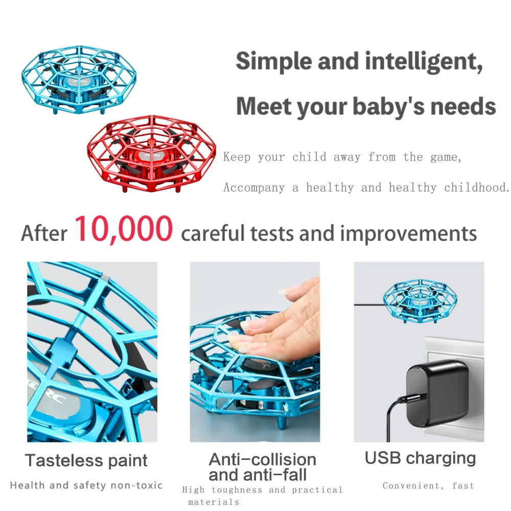 Mini Drone UFO Toys Infrared Sensing Control Hand Flying Aircraft Quadcopter Infraed RC Helicopter Kid Toy