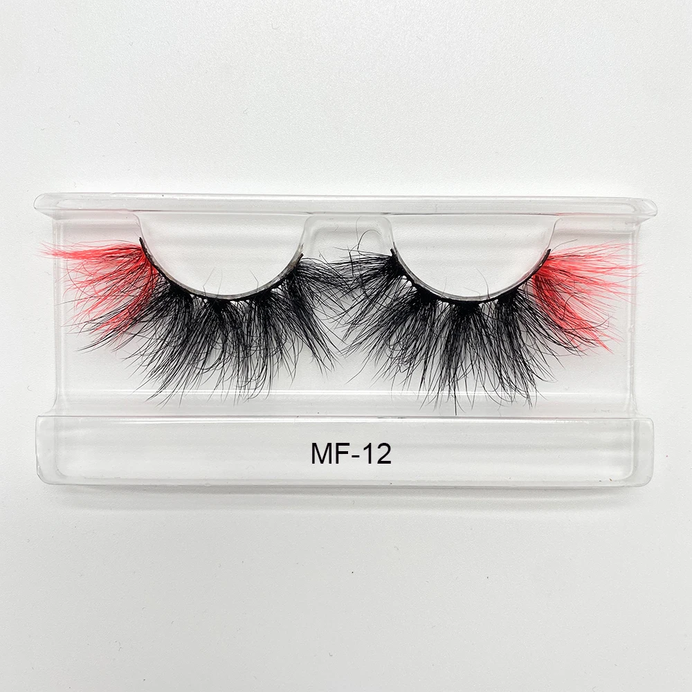 ขายส่ง10/20/50/100คู่3D Mink สี25มม.ขนตาปลอมธรรมชาติยาวสีสัน Handmade ขนตา Fluffy เครื่องสำอางค์แต่งหน้า