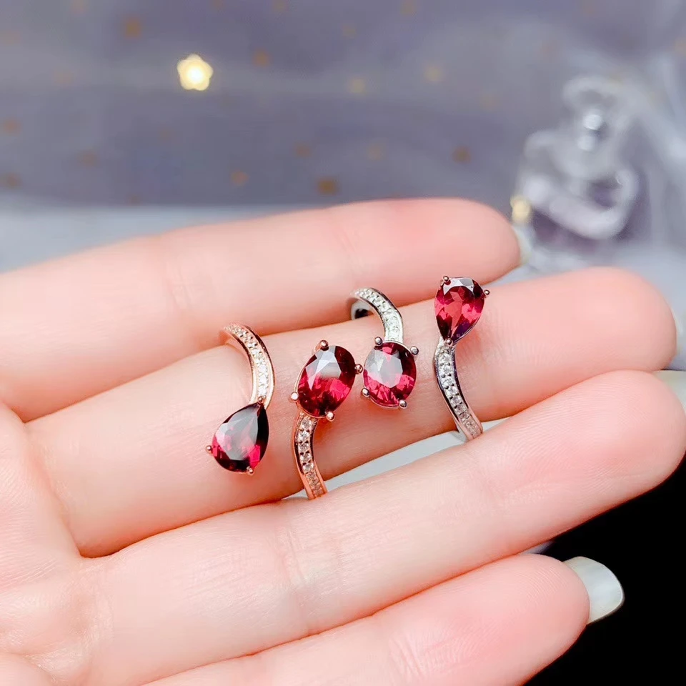 KJJEAXCMY fine jewelry 925 sterling silver inlaid natural gemstone gem Garnet new Female crystal ring fashion Support test