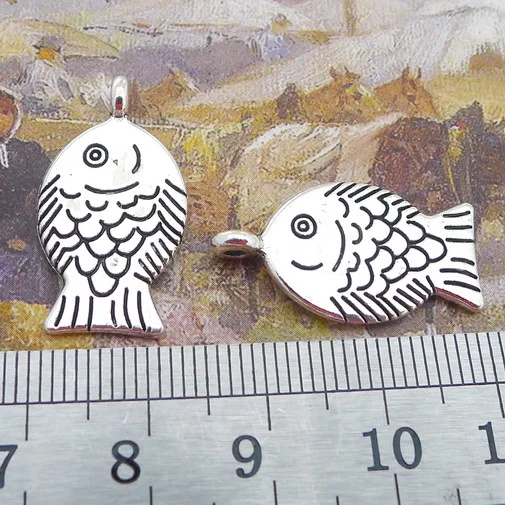 10 PCS/Lot 13mm*25mm Pendant Antique Silver Color Fish Charms For DIY Jewelry Making DIY Keychain