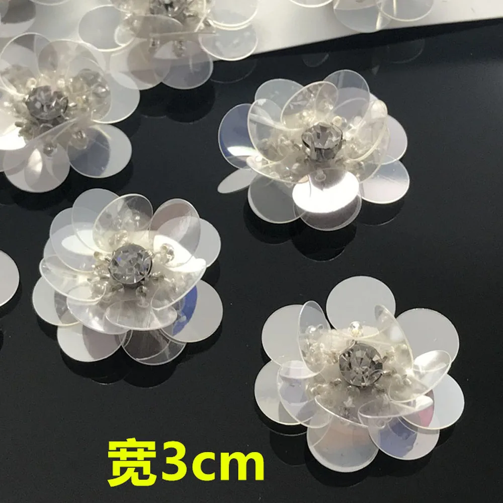 10 Stück/Set Blumen-Perlen-Applikationen für Kleidung DIY Strass-Pailletten Aufnähbare Stickerei-Applikationen Parche Ropa – Detail 6