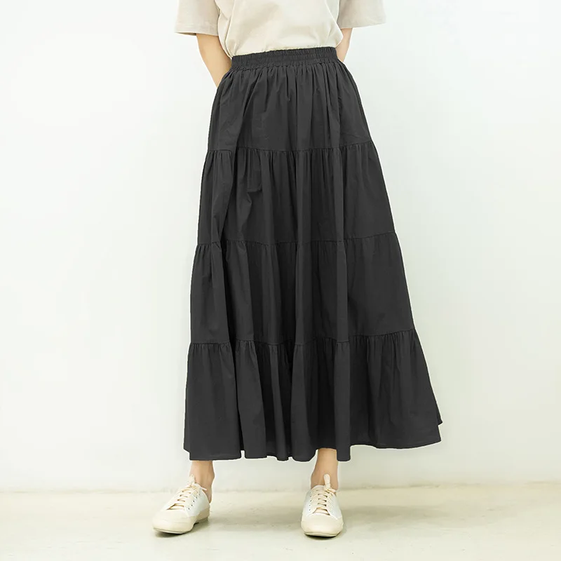 

Long Cotton Tiered Maxi Skirt Women Summer Sweet Flared High Waist Skirts S,M,L