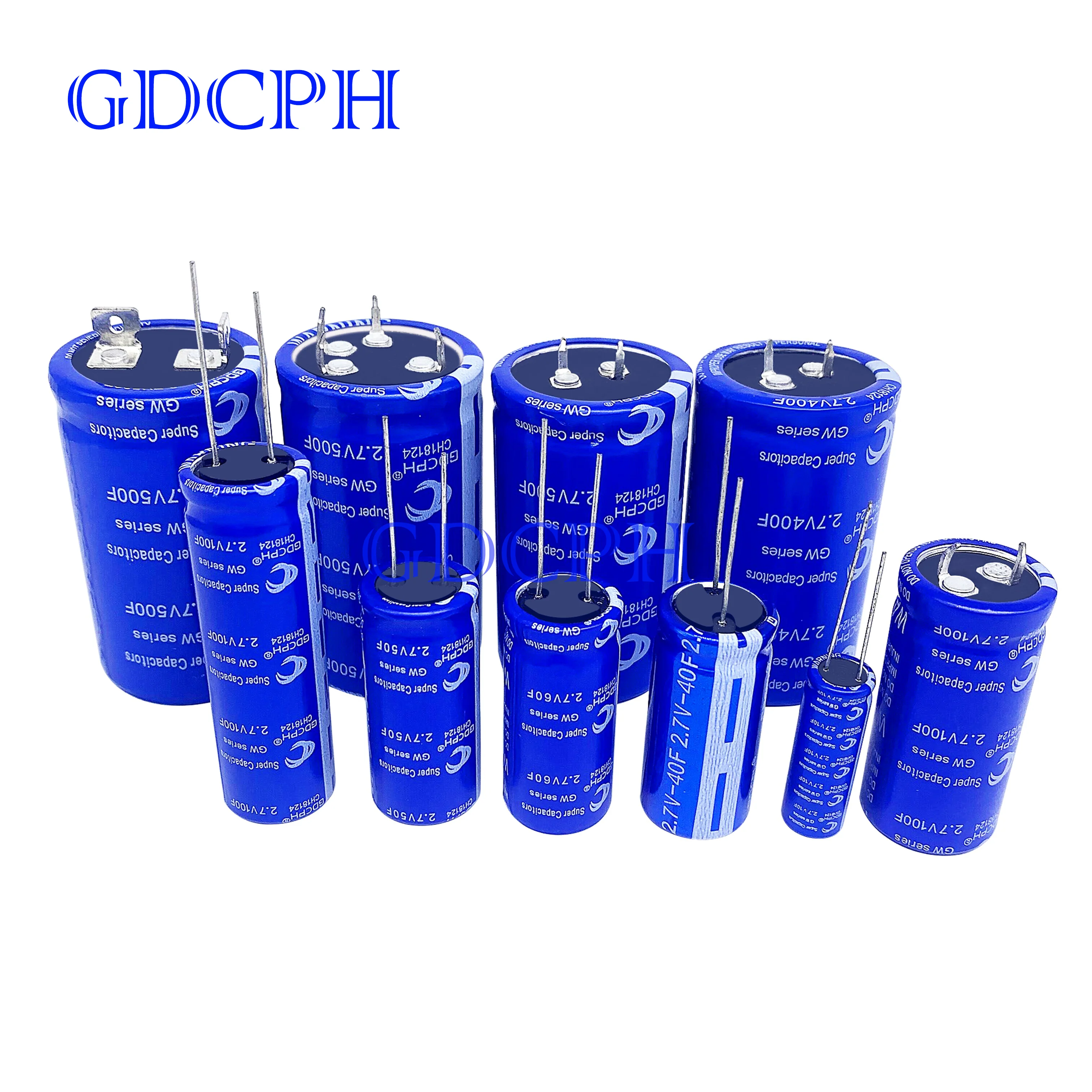 Super Capacitors 2.7V Series 10F 40F 50F 60F 100F 120F 360F 400F 500F 2.7V ตัวเก็บประจุ