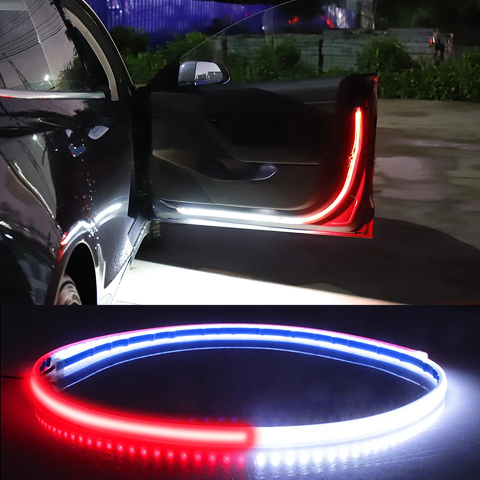 

Car Door Decoration Welcome Light Strips Strobe Flashing Lights Safety 12V LED Opening Warning Lamp Waterproof Strip Auto