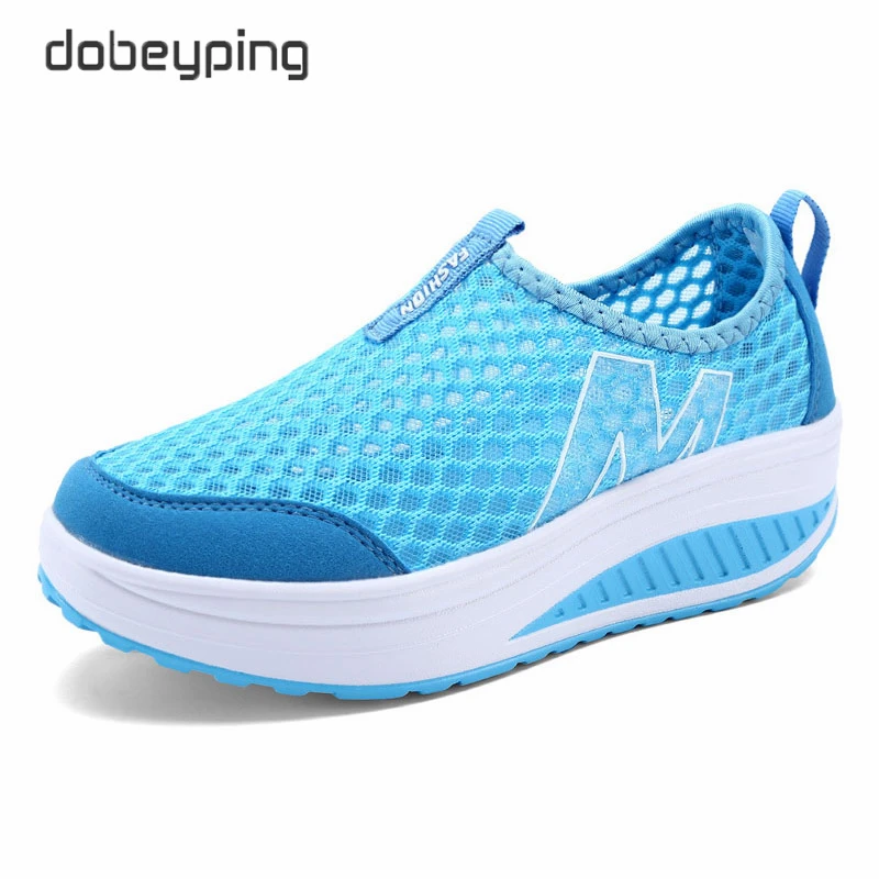 Spring Summer Shoes Woman Breathable Breathable Mesh Flat Platform Women Shoes Slip On Women\'s Loafers Swing Wedges Ladies Shoe