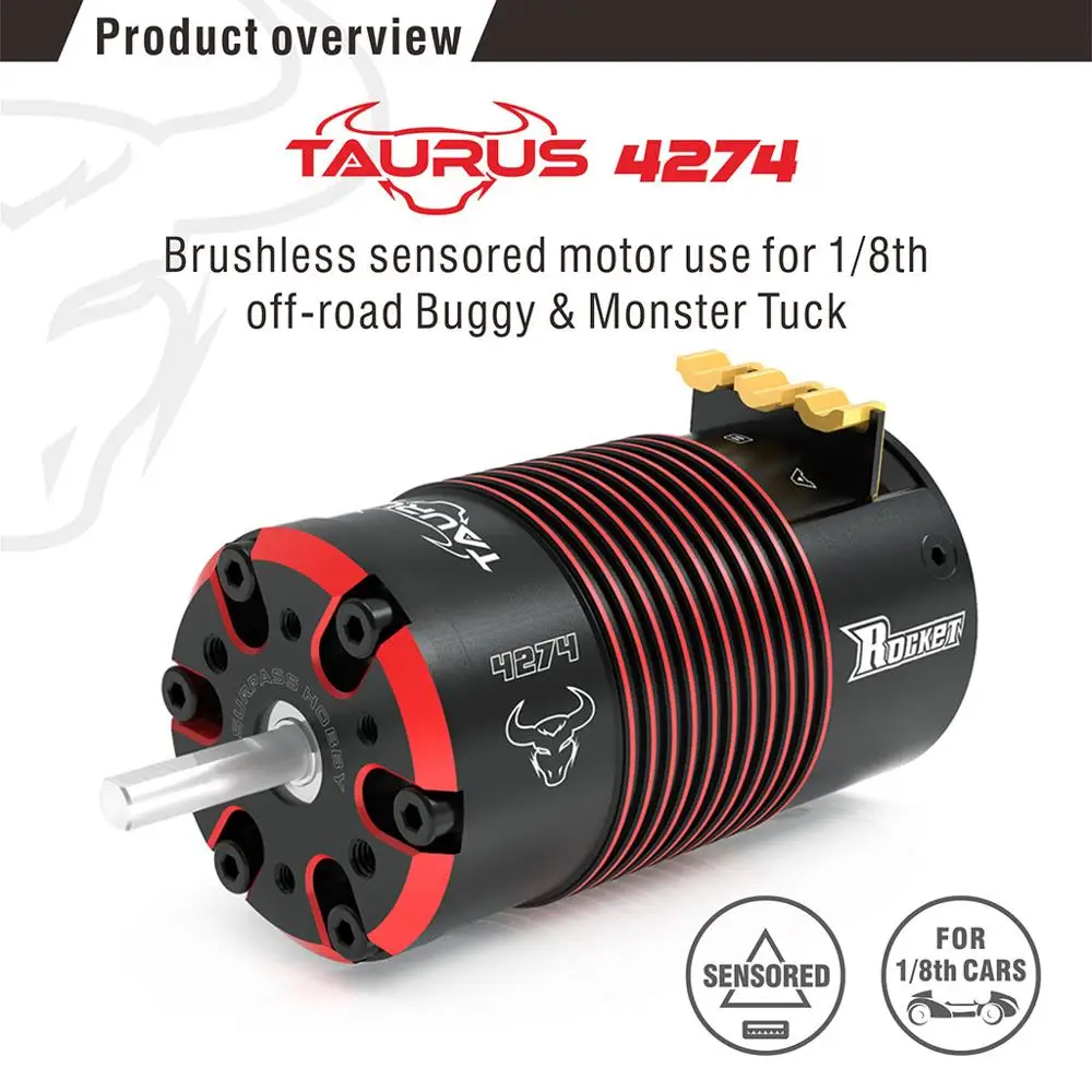 Surpass Hobby Rocket 4274 V2 1400KV 1500KV 1700KV 1950KV 2200KV Sensored Brushless Motor for 1/8 RC On-Road Off-Road Car