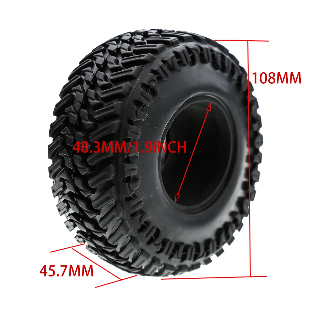 4pcs 1.9 inch Tire Rubber Wheel Tires  Tyre for 1:10 RC Rock Crawler TRX4 Bronco D90 D110 Axial scx10 90046 RC4WD CC01 TF2