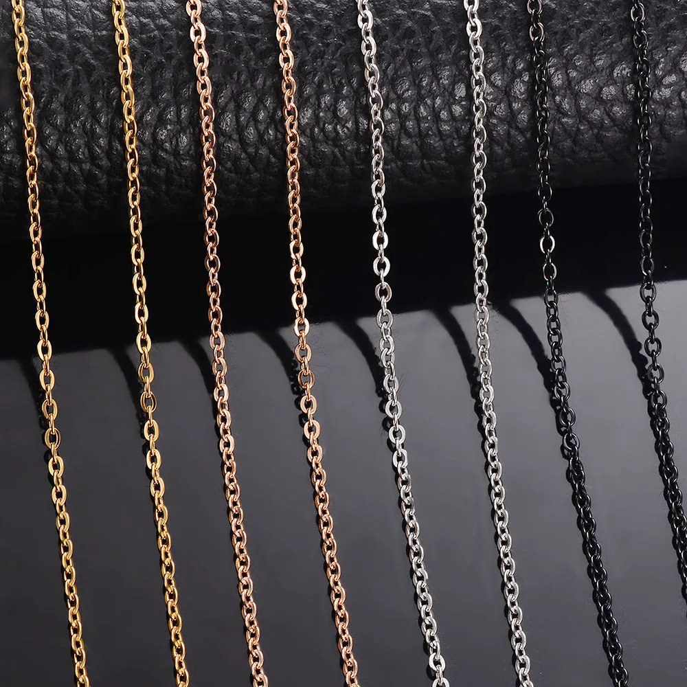 Großhandel 10 Stück/Set Kettenhalsketten 1,5/2/2,5/3mm Breite Herren Damen Edelstahl Gliederkette Halsketten für Schmuck – Detail 1