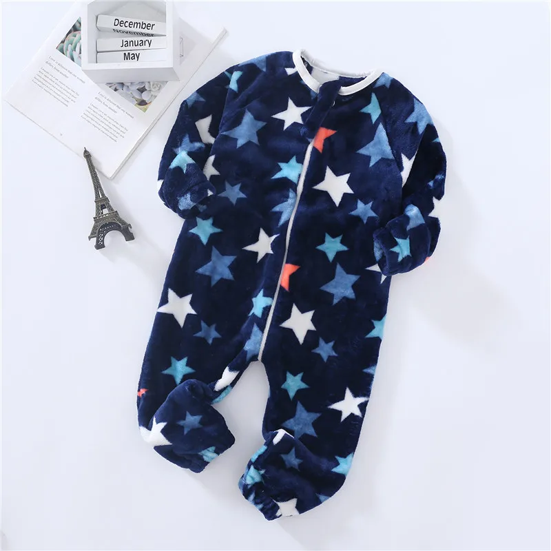 Baby Pajamas For Boys Girls Thick Warm Pajama Autumn Children Flannel Onesies Jumpsuits Winter Kids Cartoon Blanket Sleepwear