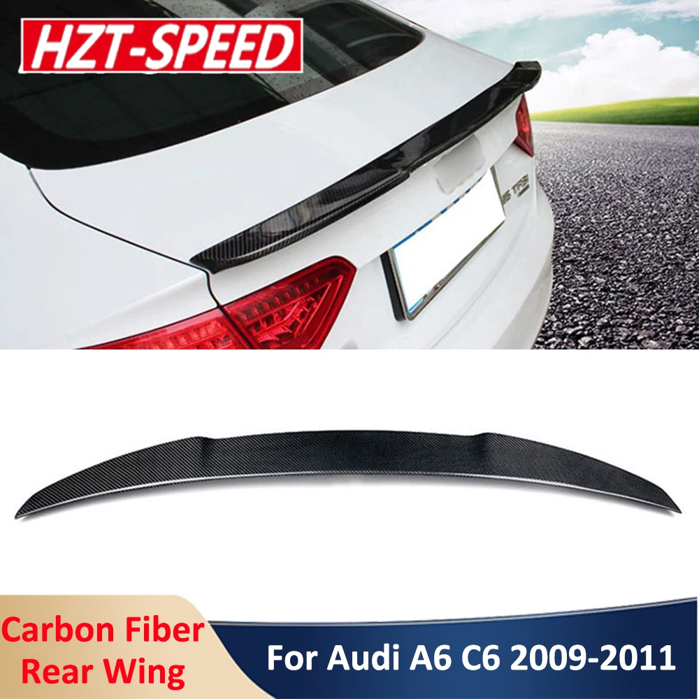 2009-2011 A6 C6 V Style Real Carbon Fiber Rear Trunk Wing Spoiler Body Kit Modify For AUDI A6 C6 Car Styling