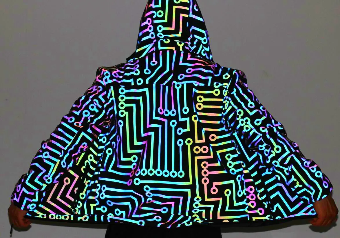 Men Geometric Circuit Lines Colorful Reflective Jackets Hip Hop Windbreaker Men's Reflect Light Casual Coats Jaqueta Masculina 145 H4000a7f00c1849d685e82997db7a38b95