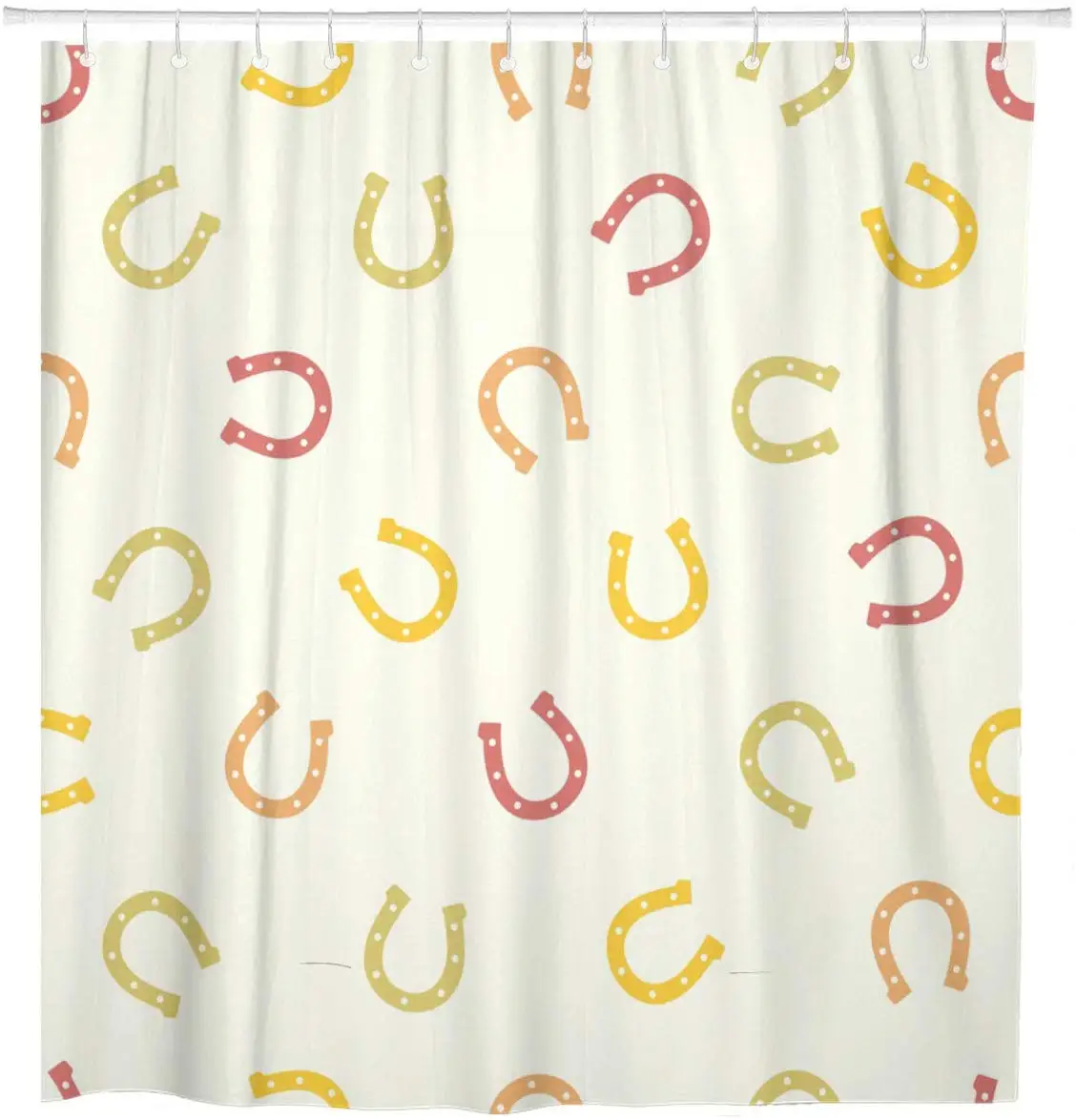 Pattern Horseshoe Good Luck Symbol Horse Farm Fortune Shower Curtain Waterproof Polyester Fabric 60 x 72 Inches Set